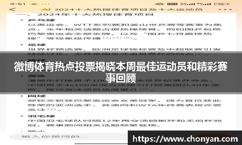 微博体育热点投票揭晓本周最佳运动员和精彩赛事回顾